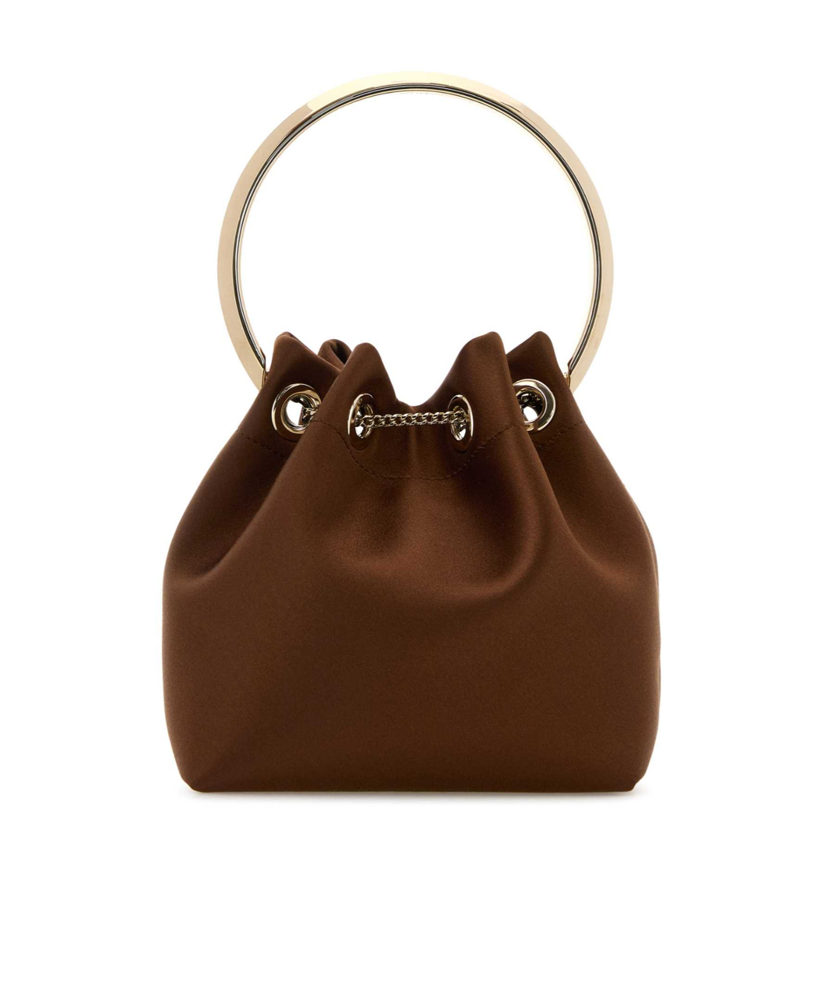 Jimmy Choo Bon Bon Satin Bucket Bag In Brown