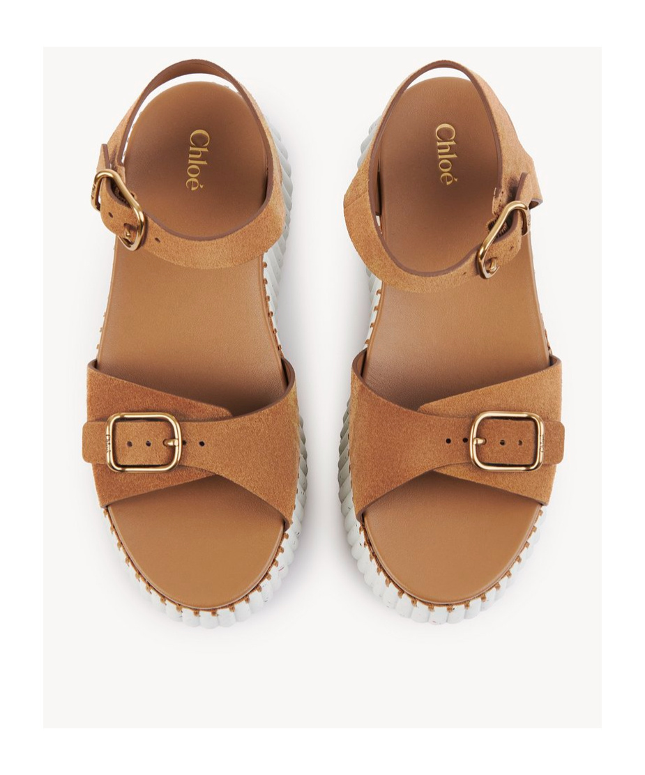 Chloé Platform Sandals With Textured Sole And Round Toe In Brown