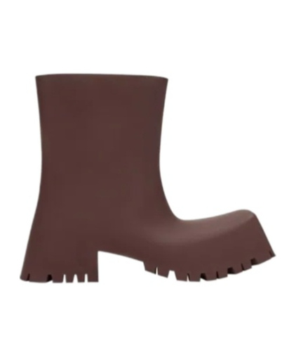 Balenciaga Ridged Block-heel Ankle Boots In Brown