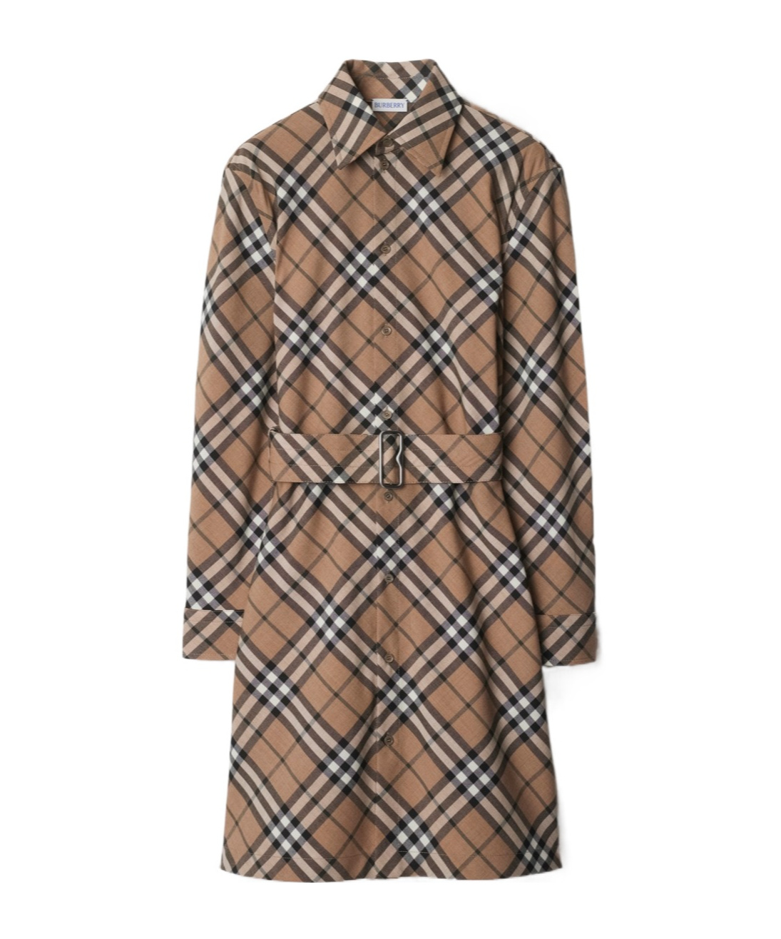 Shop Burberry Checked Shirt Dress In Brown