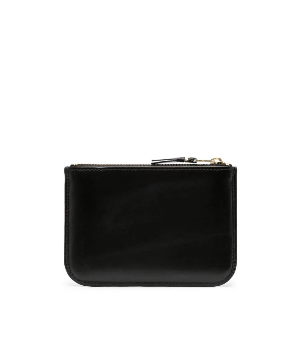 Comme Des Garçons Logo-stamp Leather Coin Purse In Brown