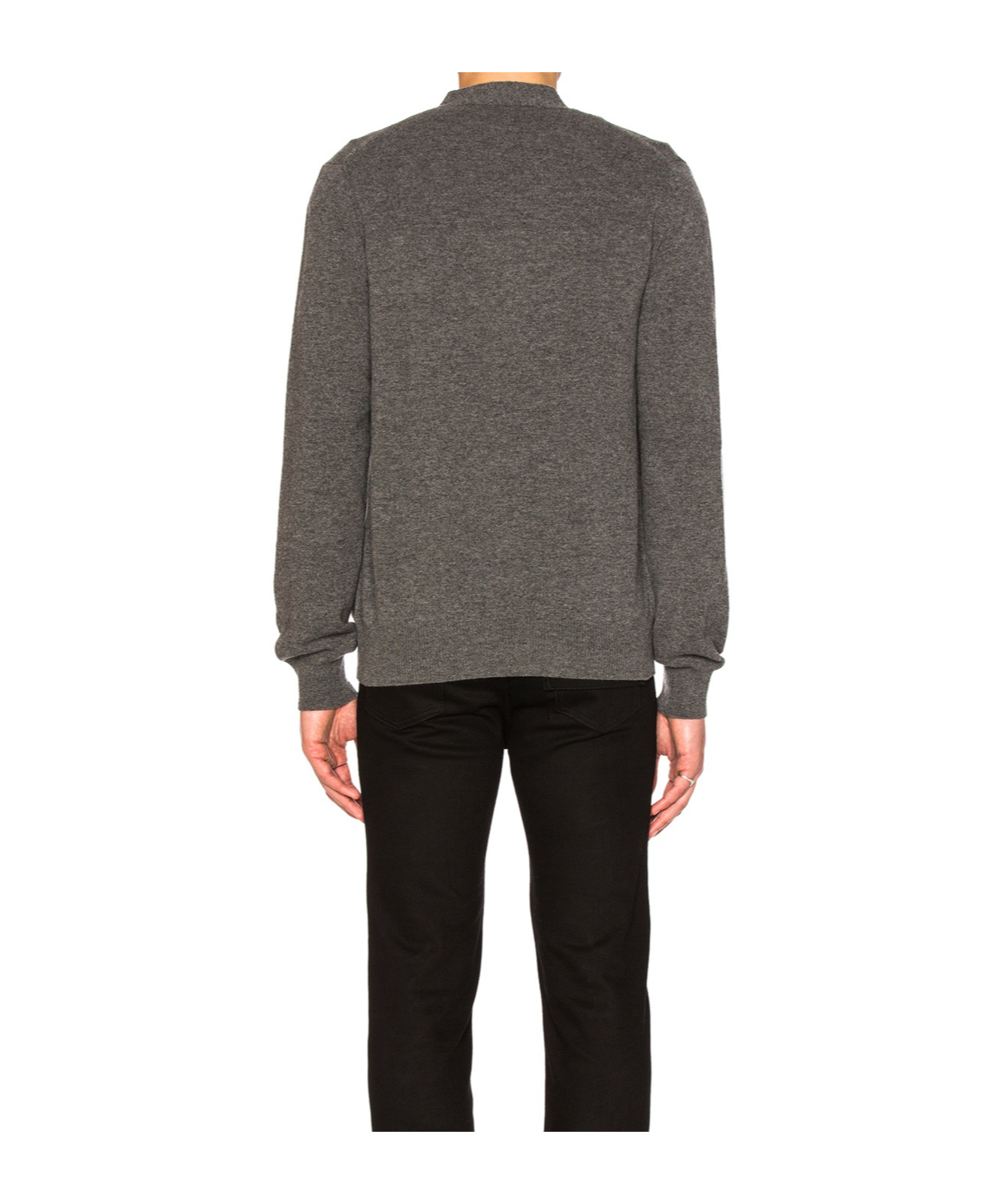 Comme Des Garçons Play Long-sleeved Wool Cardigan In Gray