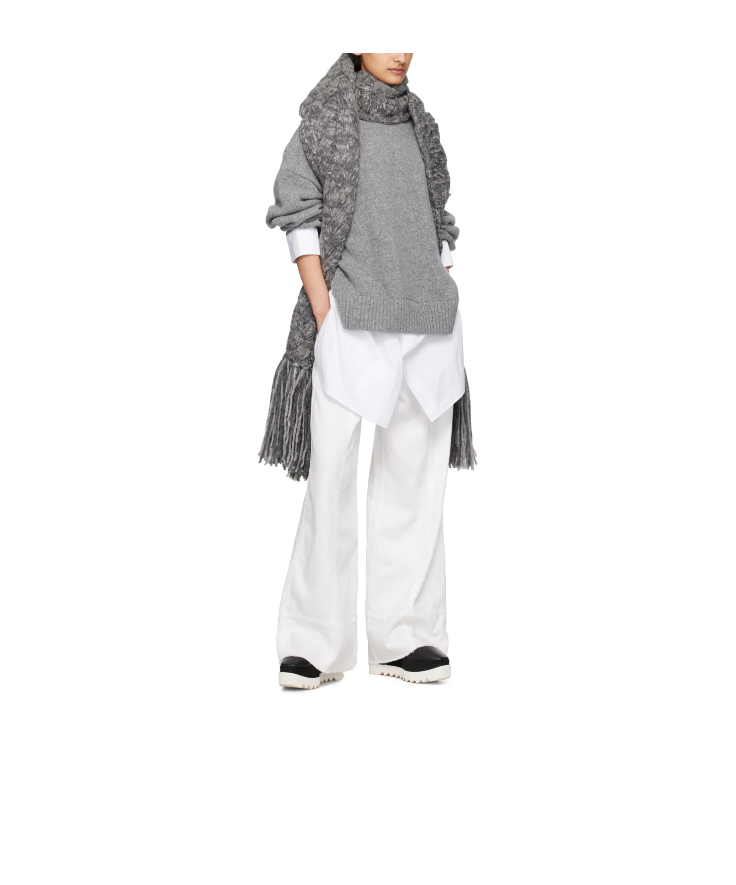 Stella Mccartney Gray Tassel Scarf In Gray