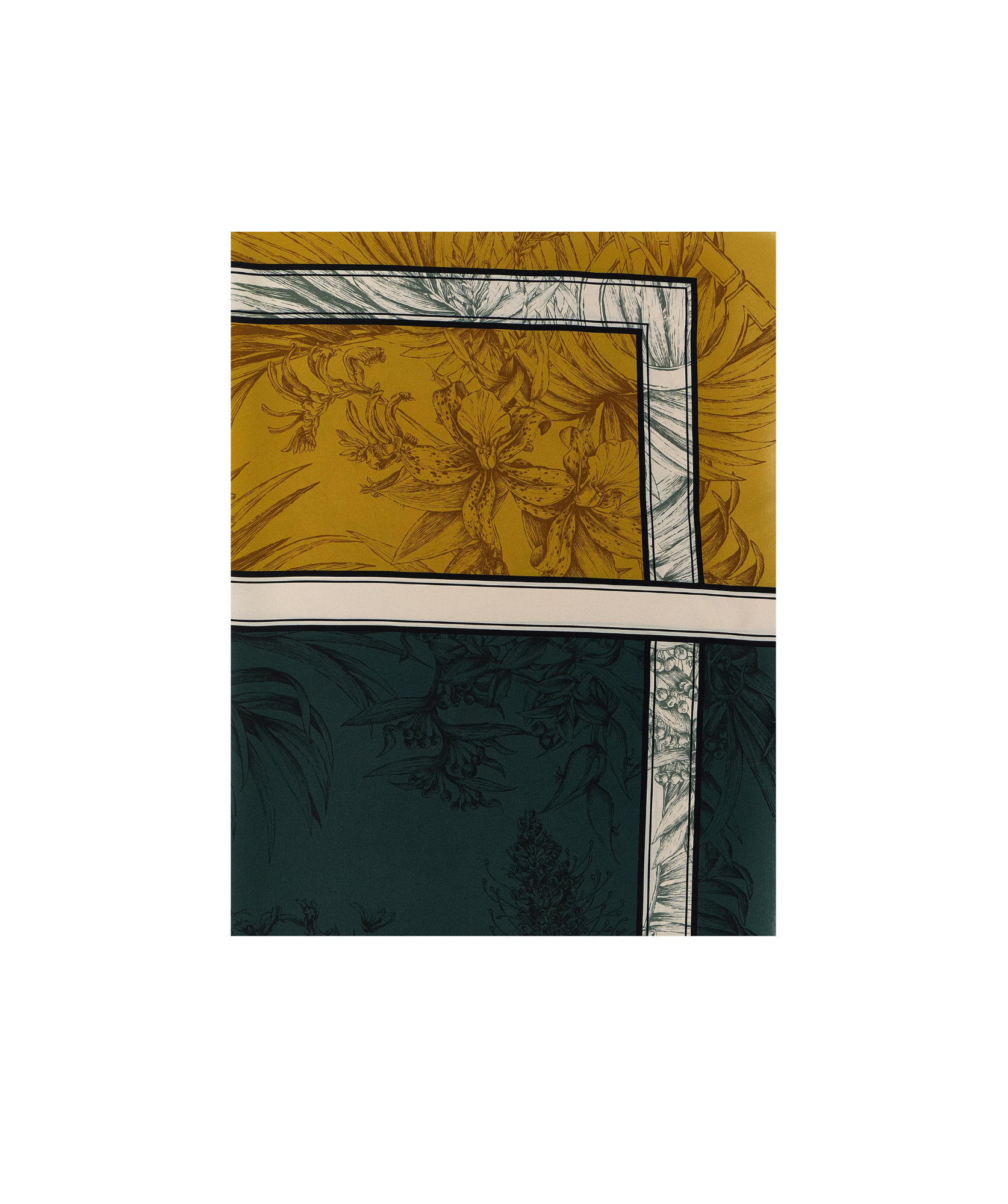 Ferragamo Lightweight Floral Print Square Scarf With Rolled Edges In Green