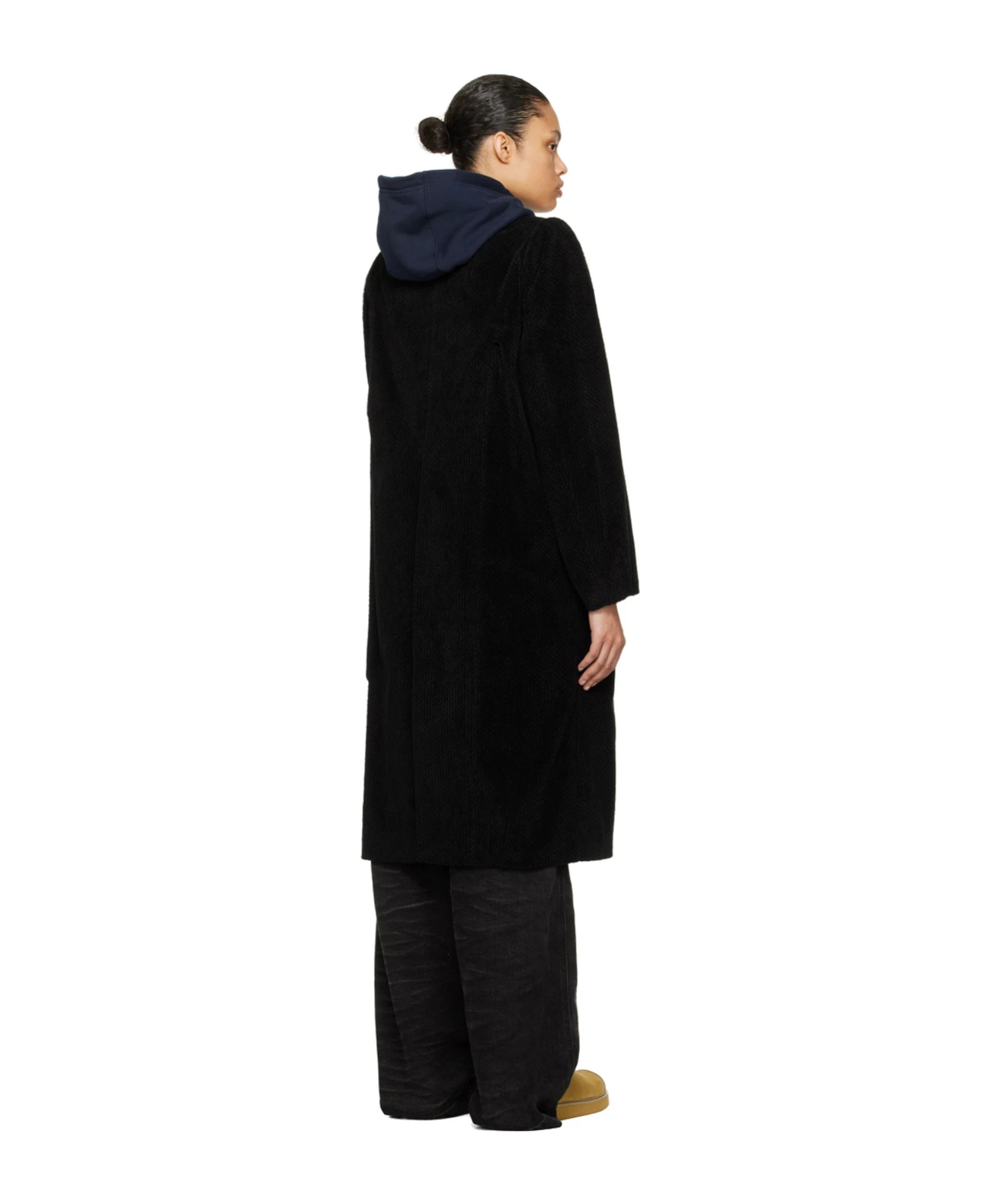 Ader Error Flat Lapel Collar Button Coat In Black