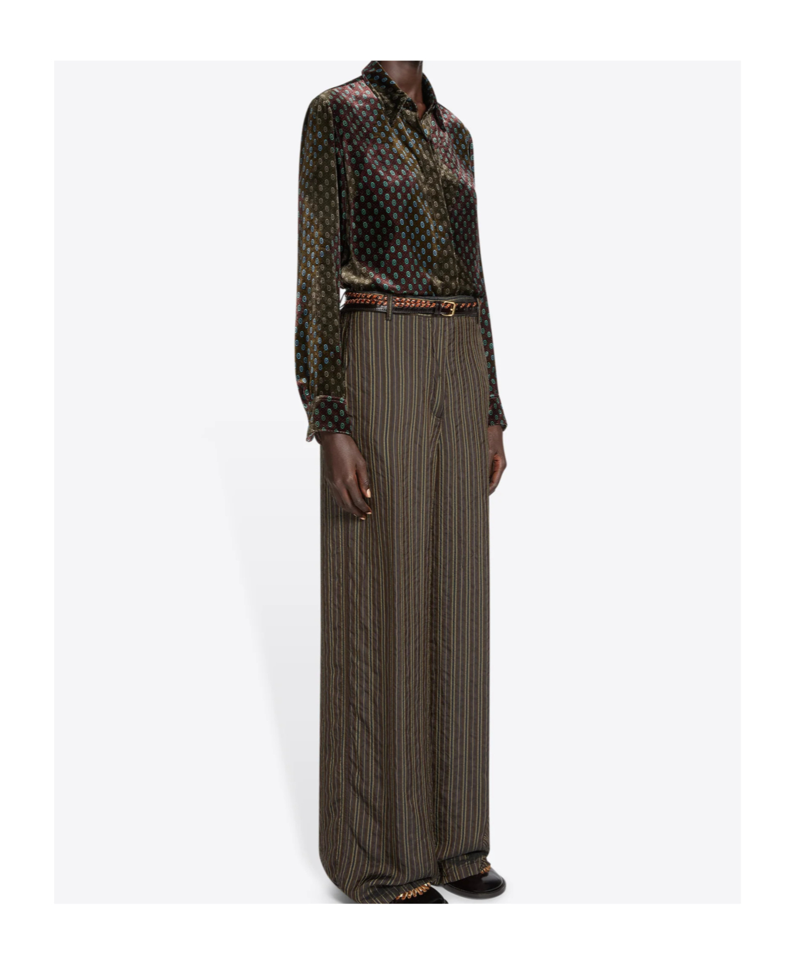Dries Van Noten Printed Velvet Shirt In Brown