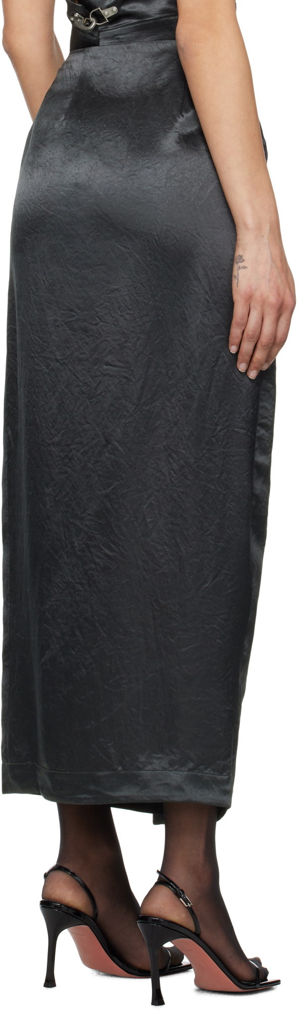 Shop Nanushka Wrap Midi Skirt In Grey