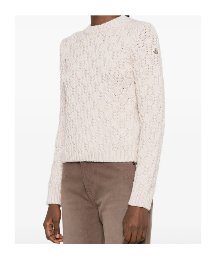 Moncler Textured Wool Sweater In Neutral