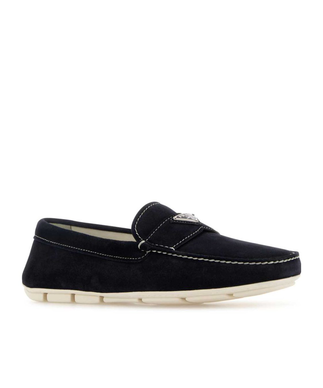 Prada Triangle-logo Loafers In Blue