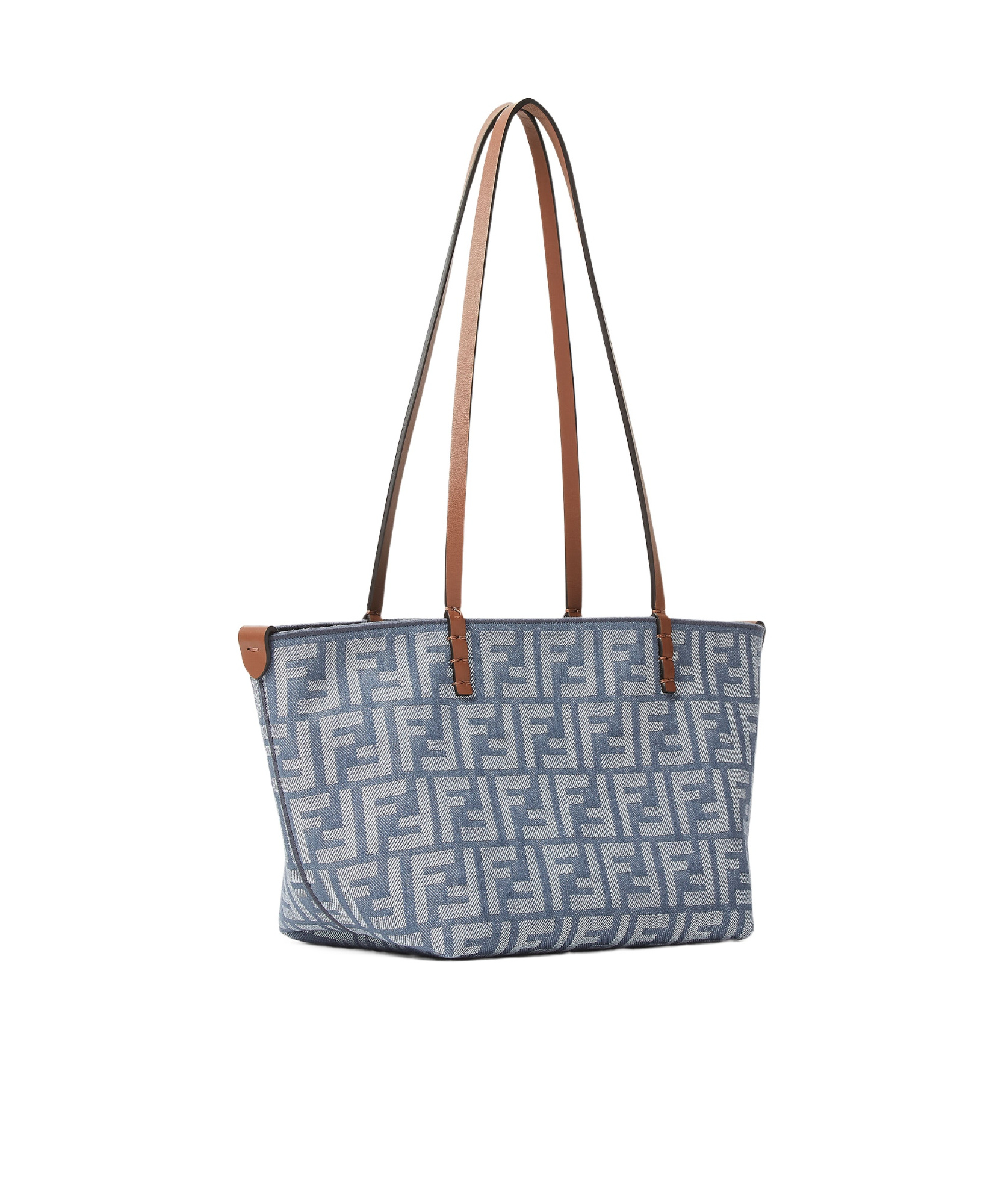 Fendi Blue Denim-effect Ff Jacquard Reversible Shopper