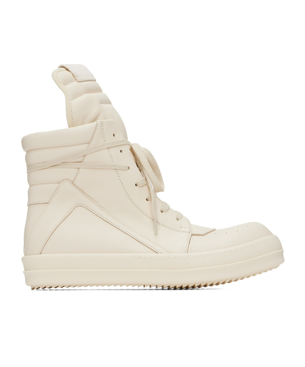 Rick Owens Geobasket High-top Leather Sneakers In White