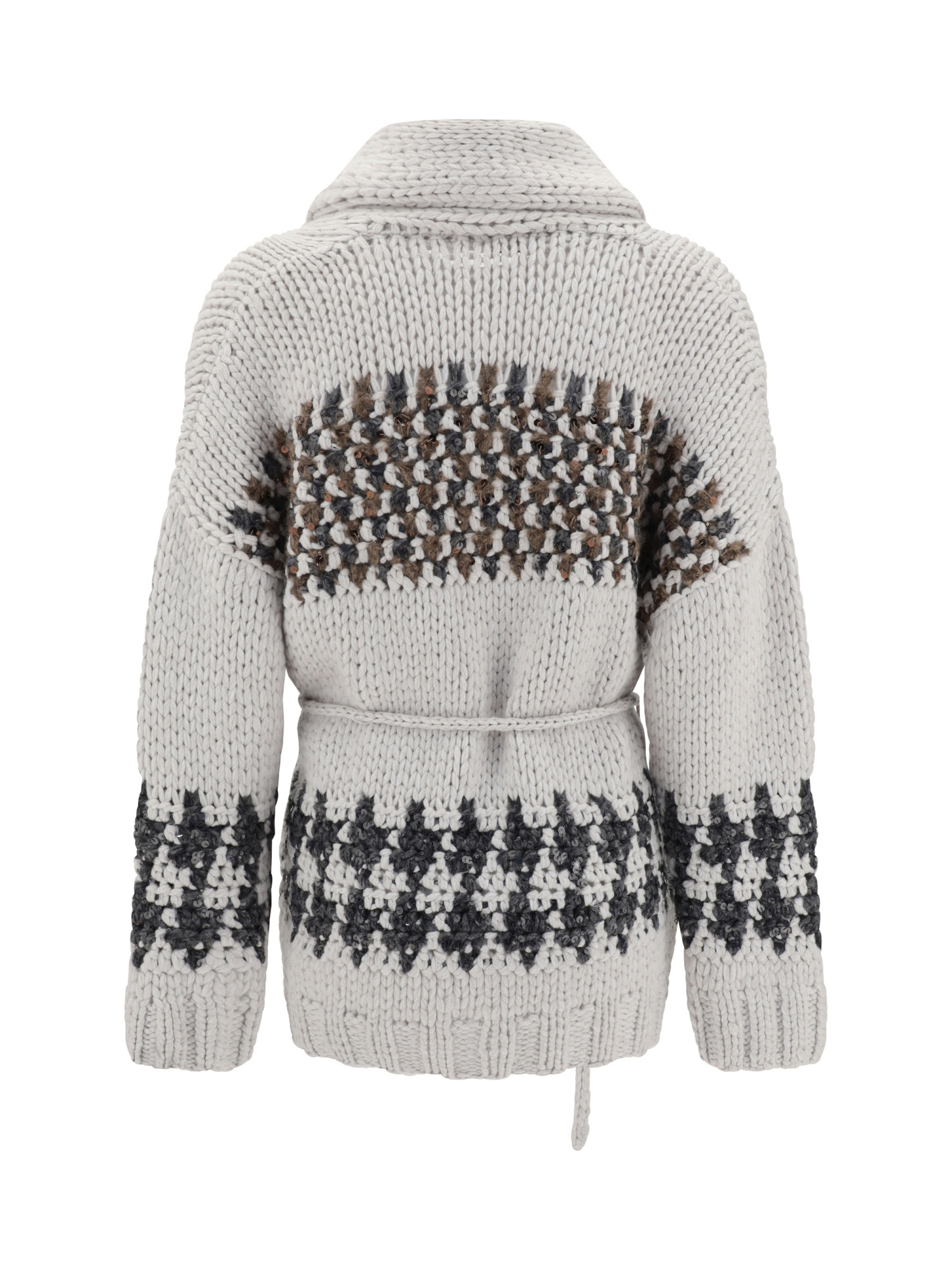 Brunello Cucinelli Opera Prince Of Wales Cardigan In Gray