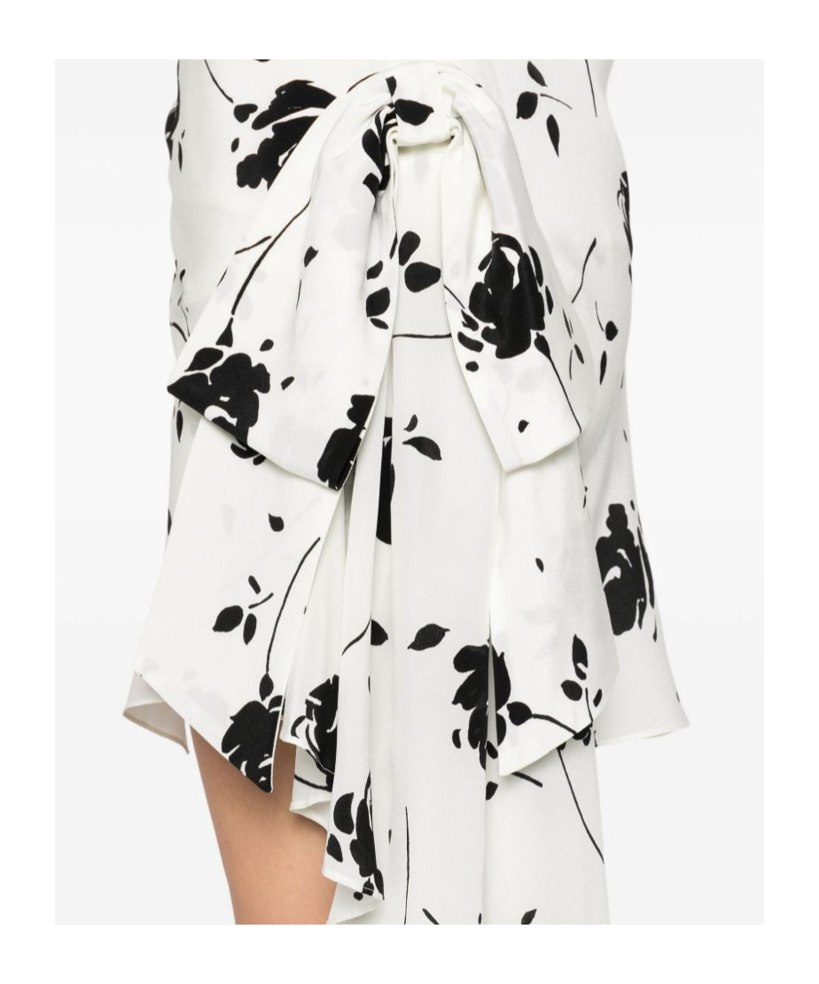 Alessandra Rich Floral-print One-shoulder Dress In White