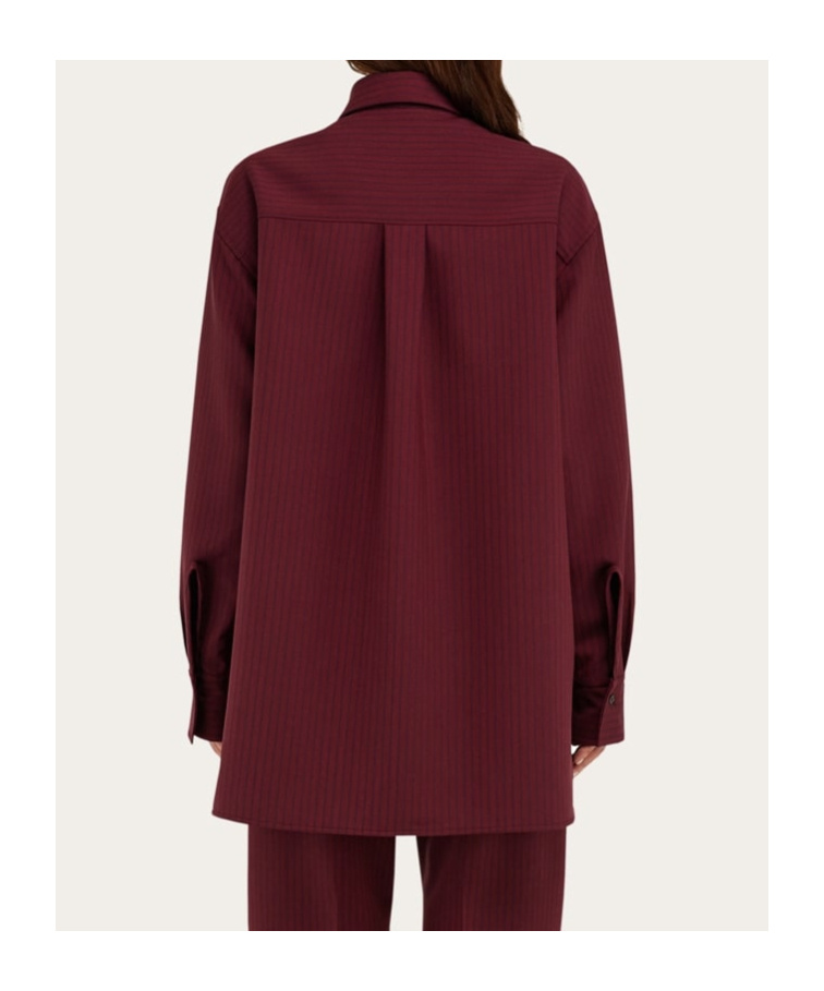 Ferragamo Striped Loose Shirt In Red