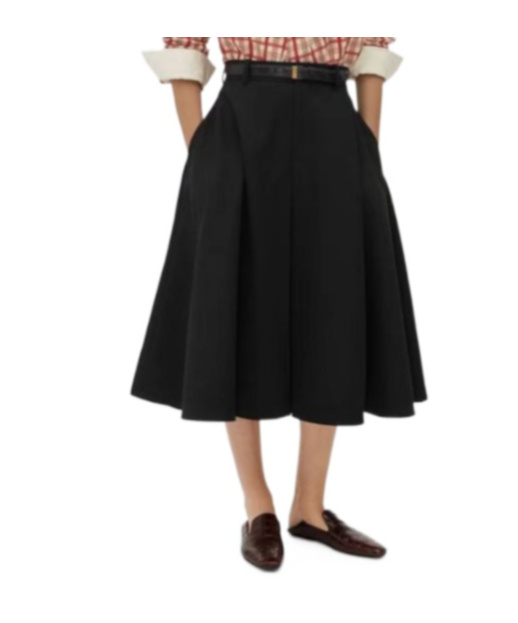 Bottega Veneta Stretch Cotton Blend Skirt With Button Embellishments In Black