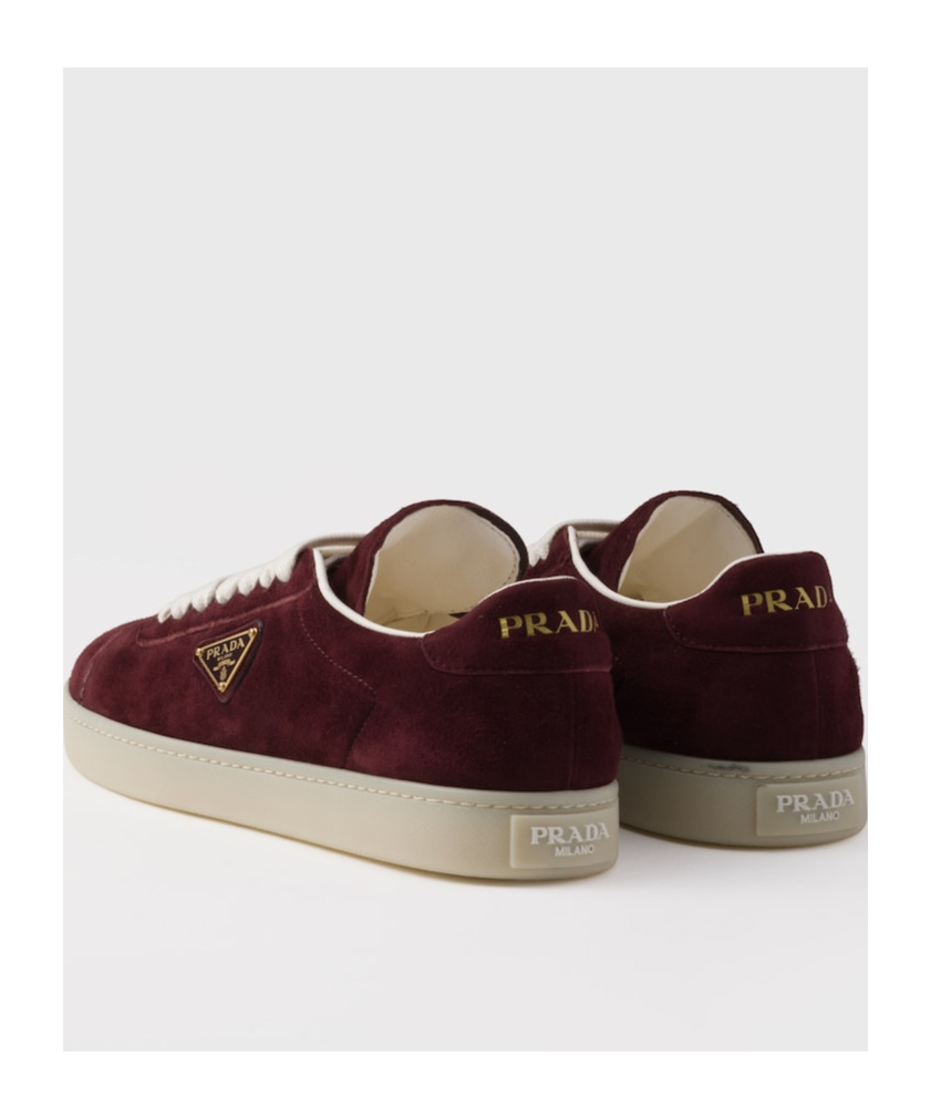 Shop Prada Suede Sneakers In Burgundy