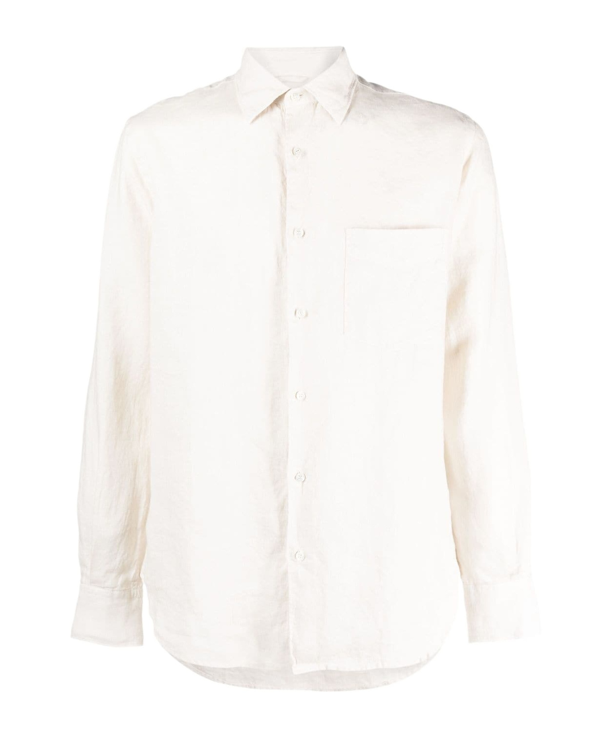 Shop Aspesi Long-sleeve Linen Shirt In White