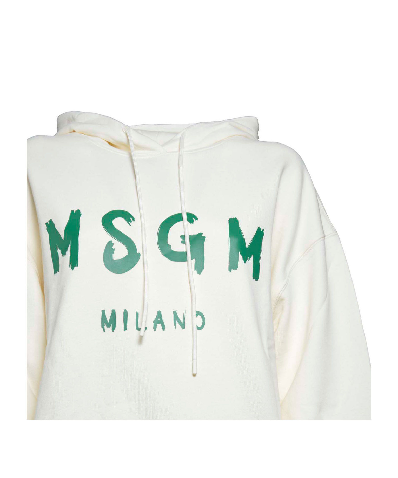 Msgm Logo Printed Drawstring Hoodie In White