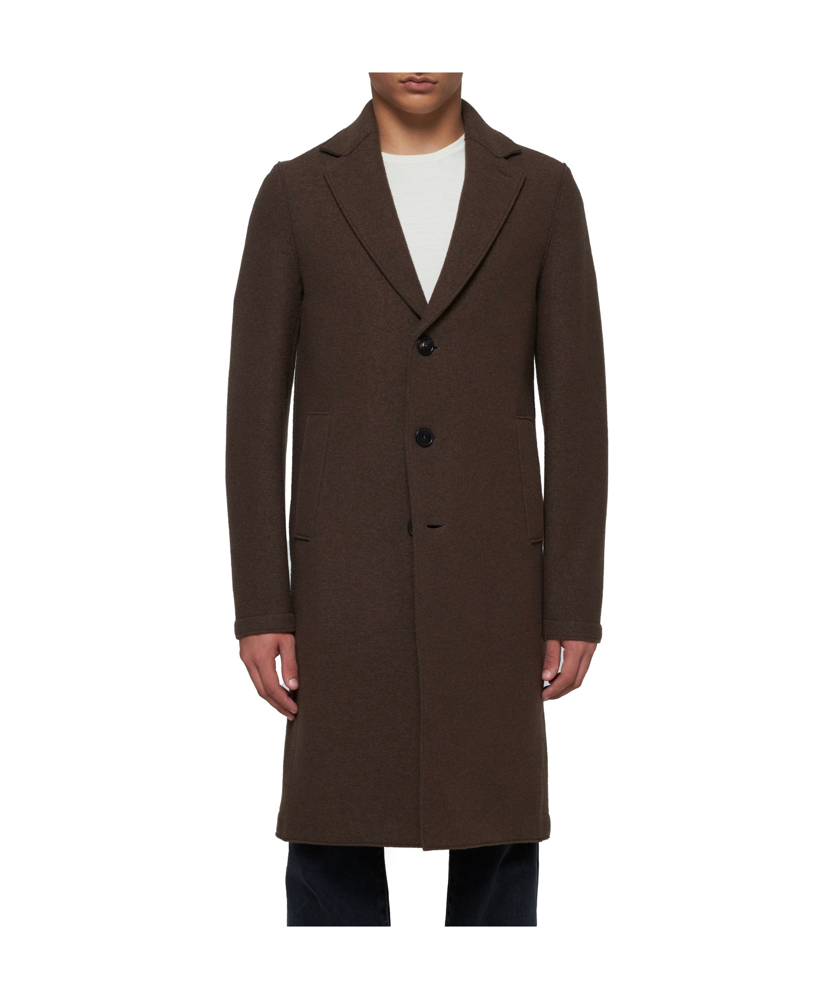 Harris Wharf London Brown Single-breasted Coat In Virgin Wool In Black