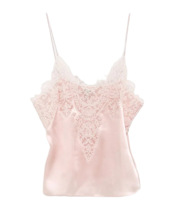 Chloé Lace Silk Top In Pink