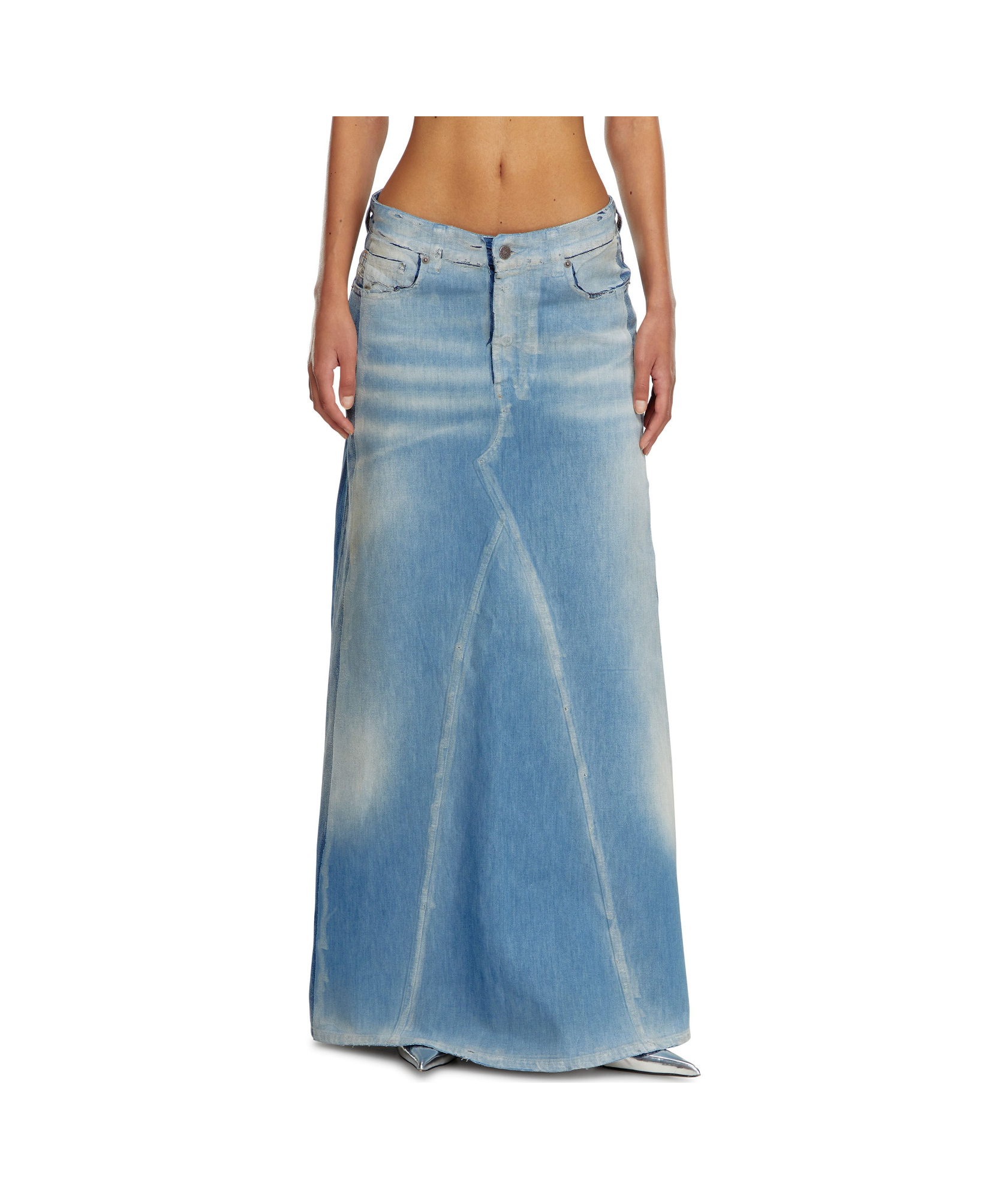 Diesel De-pago-s4 Denim Maxi Skirt In Blue
