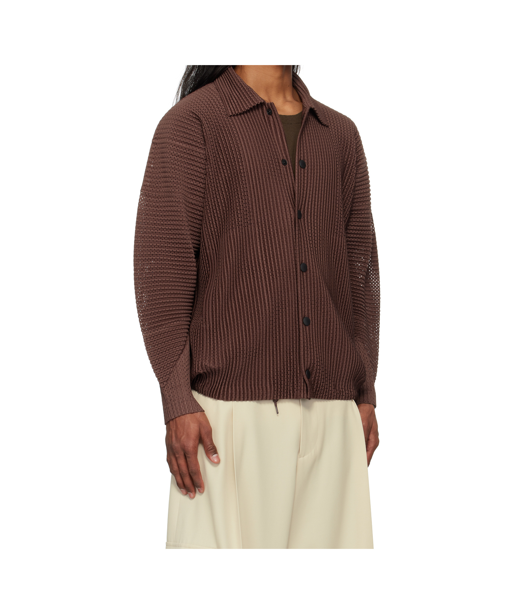 ISSEY MIYAKE BROWN OUTER MESH JACKET