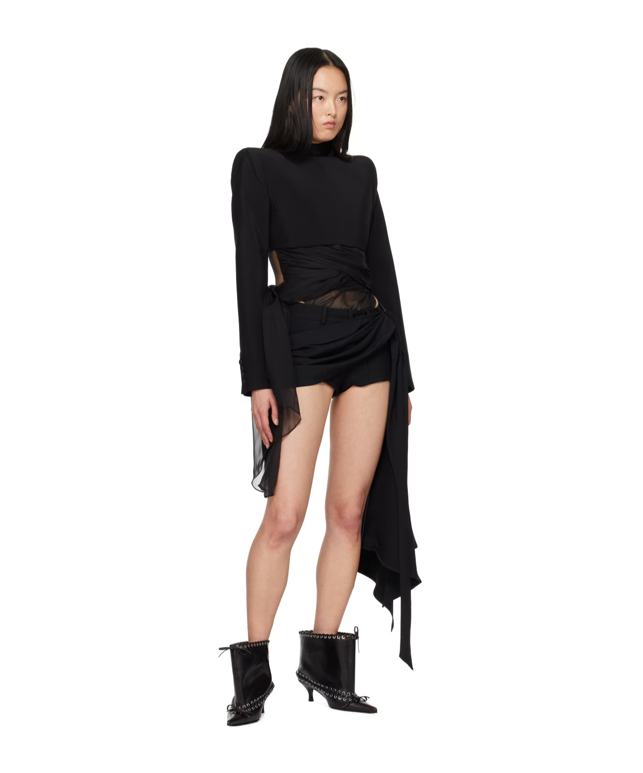Mugler Backless Cropped Jacket In Black