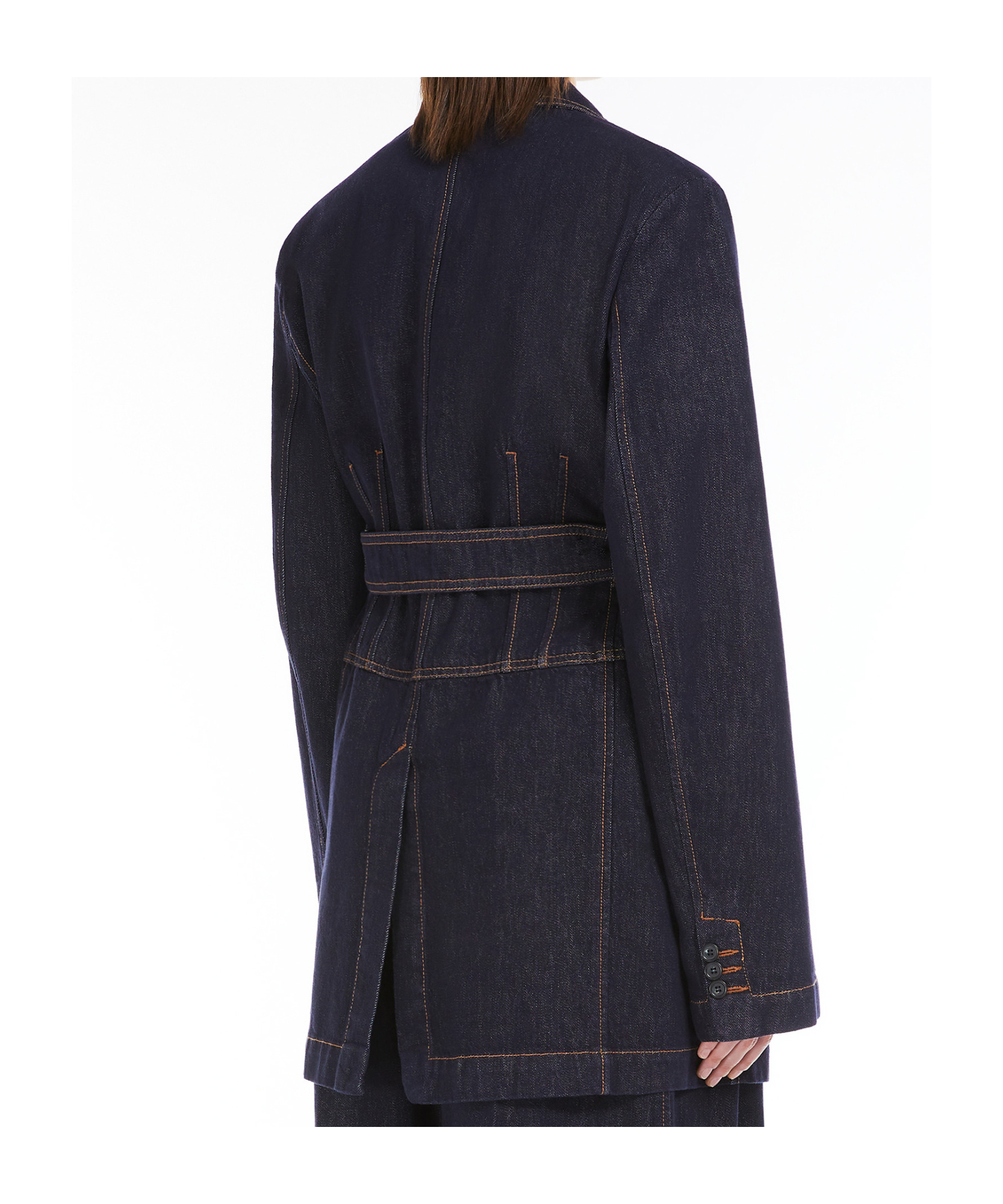 Sportmax Waist Belted Longline Jacket With Notched Lapels In Black
