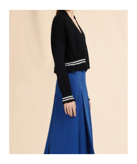 Marni Ribbed Hem Cropped Crewneck With Striped Detail