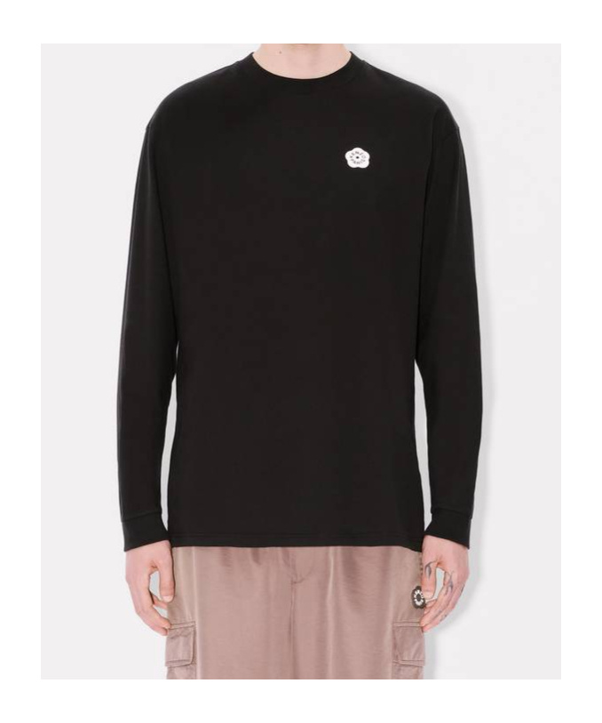 Kenzo Crew Neck Graphic Print Long Sleeves T-shirt In Black