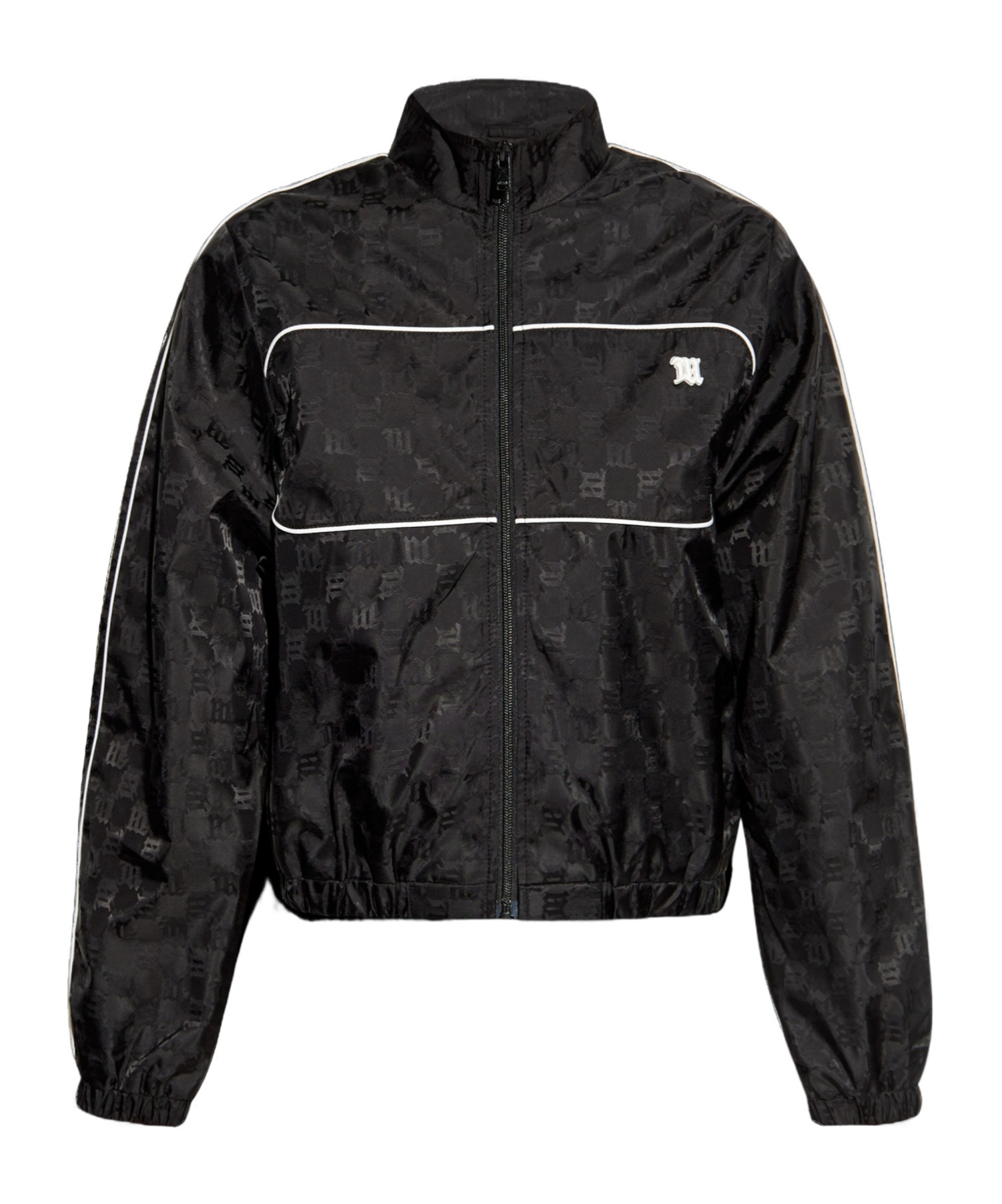 Misbhv Black Monogram Nylon Windbreaker Jacket In Black