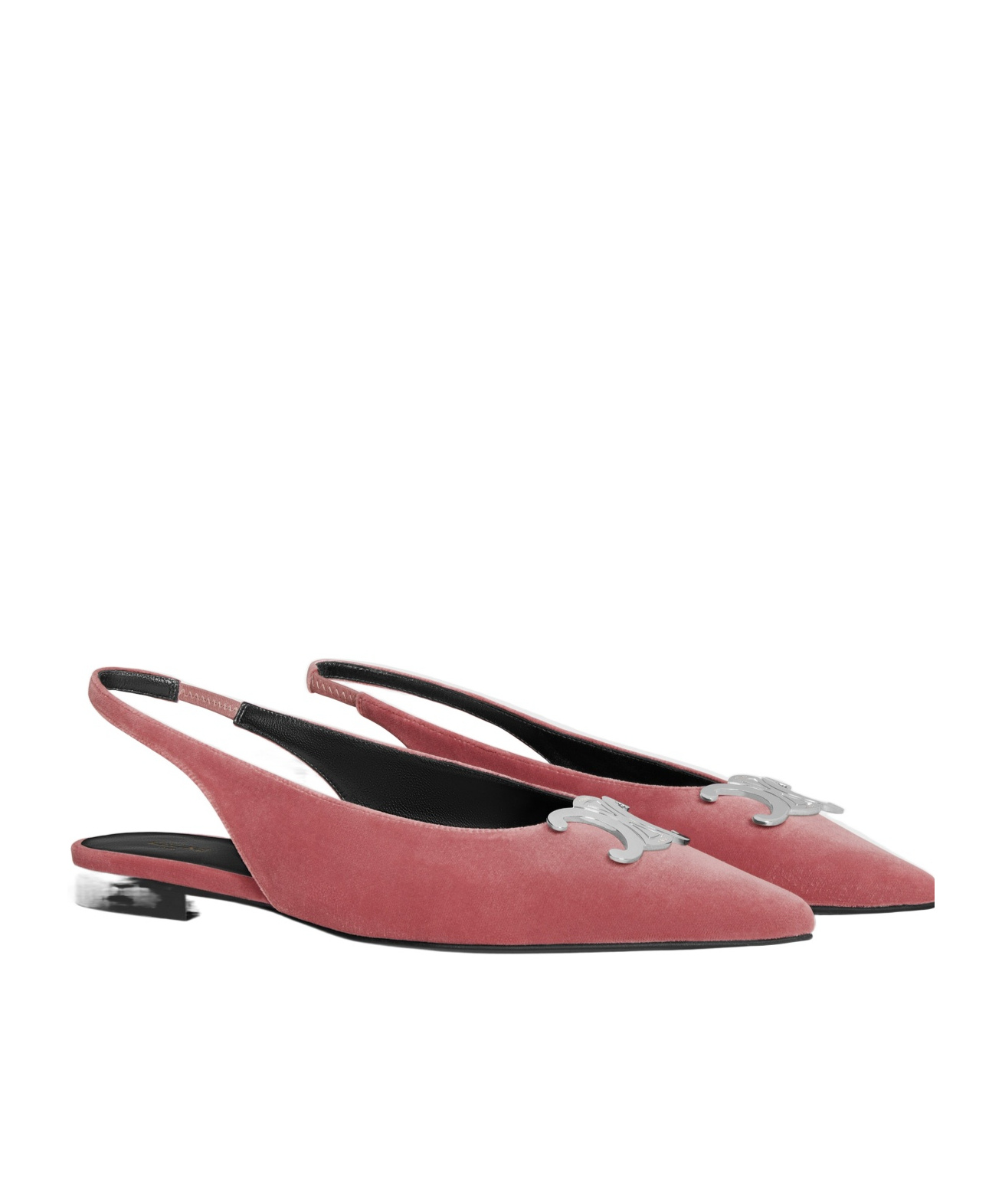 Celine Alma Triomphe Velvet Flat Pumps In 24rw