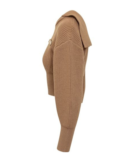 Marine Serre Half Cardigan Knit Sailor Sweater In Brown