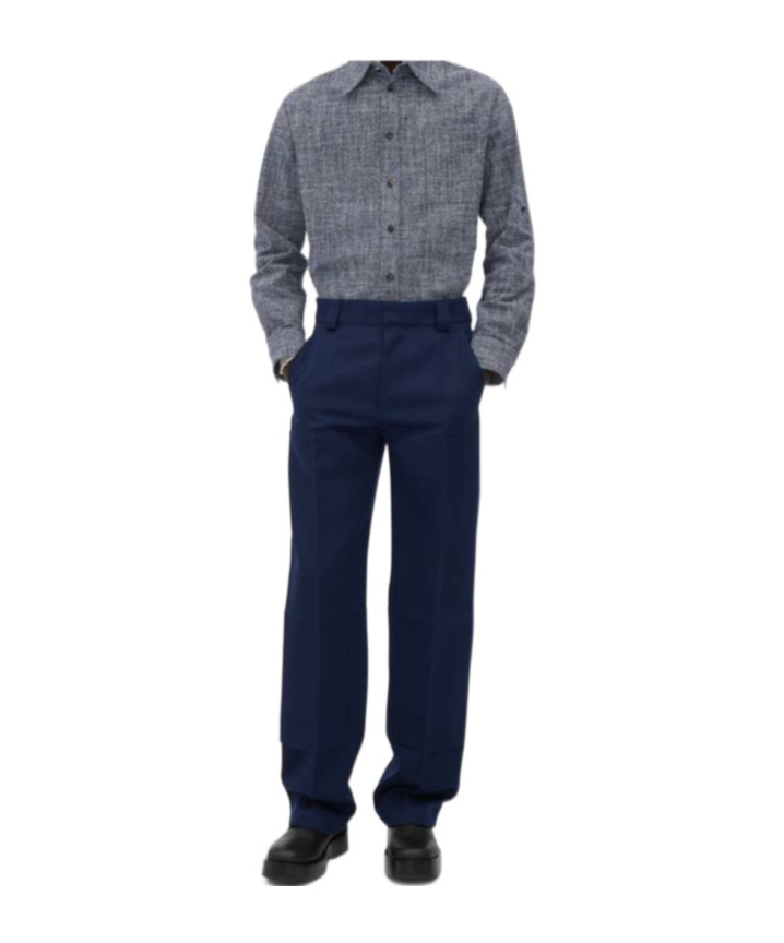 Bottega Veneta Wool Grain De Poudre Trousers In Black