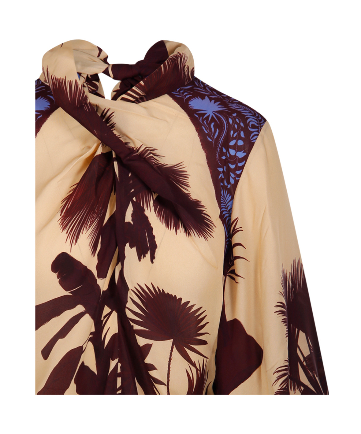 Johanna Ortiz Intricate Islands Cowl Printed Silk Blouse In Nude