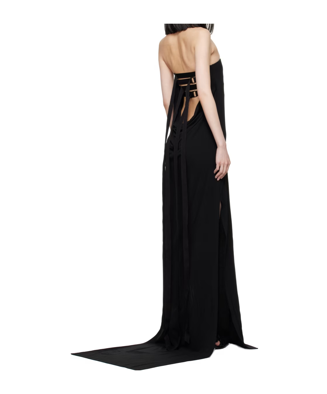 Ann Demeulemeester Aura Strapless Jersey Long Dress In Black