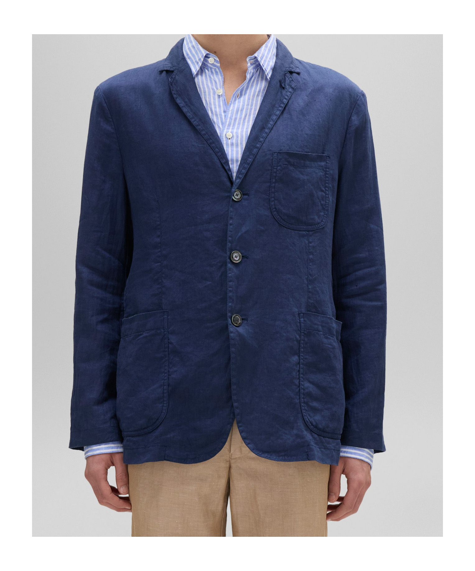ASPESI NOTCHED-LAPELS LINEN BLAZER