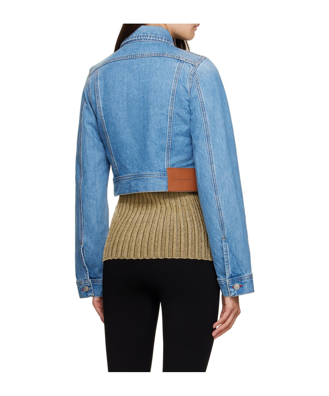 Victoria Beckham Lapel Denim Coat In Blue