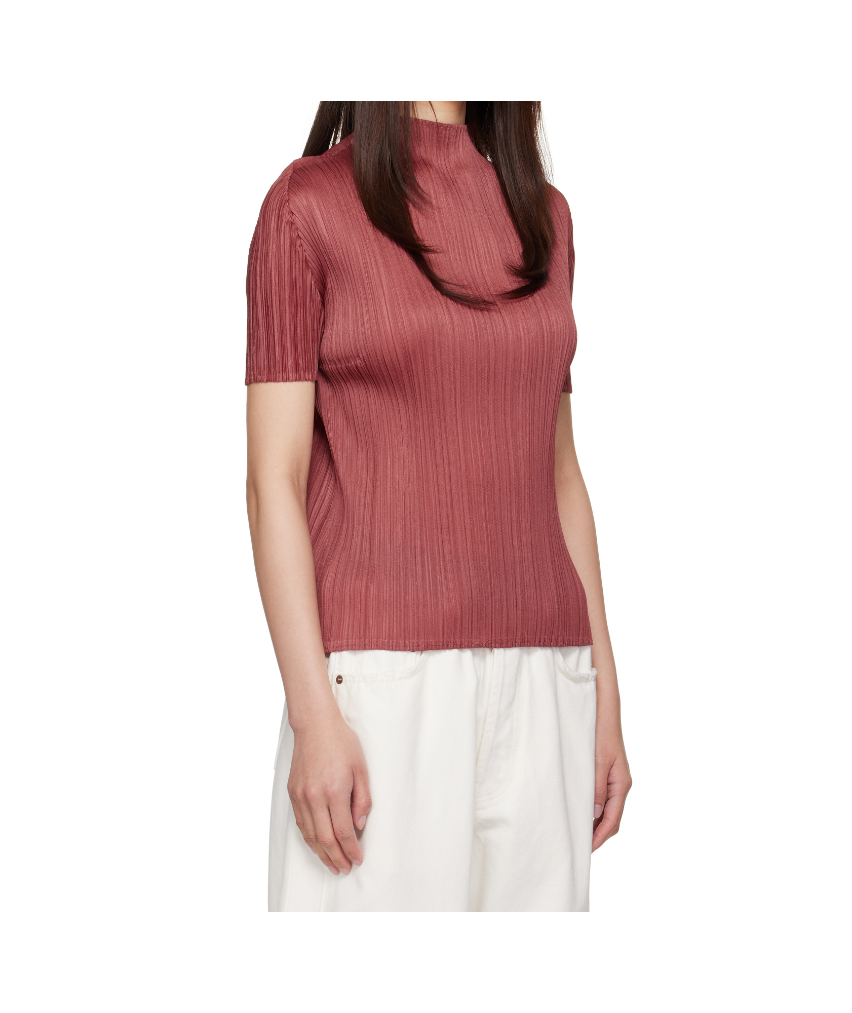 Issey Miyake Jersey Top In Brown