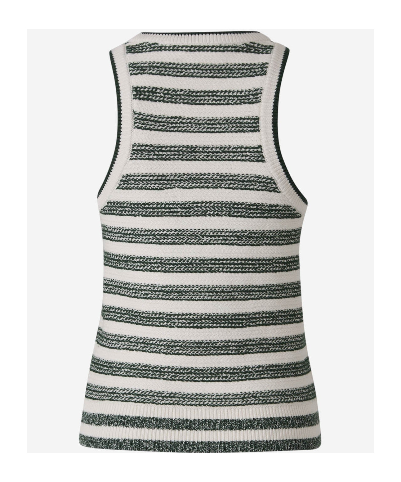 Veronica Beard Jerrel Striped Jacquard-knit Linen-blend Tank In Gray