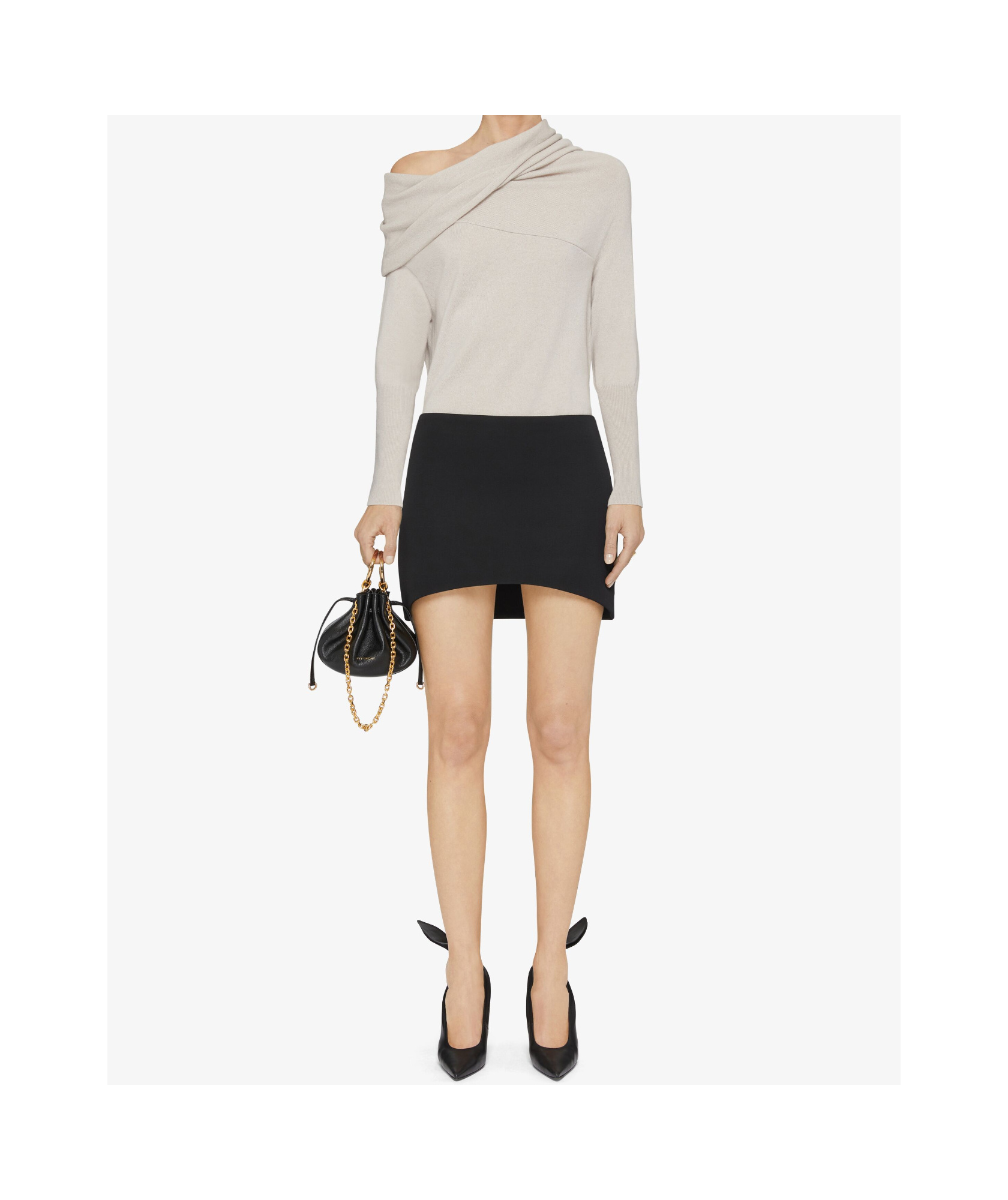 Givenchy Wool And Cashmere Asymmetrical Pendant Sweater In Light Brown