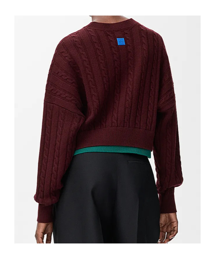 Loewe Wool Colour-block Layered-effect Sweater In Brown