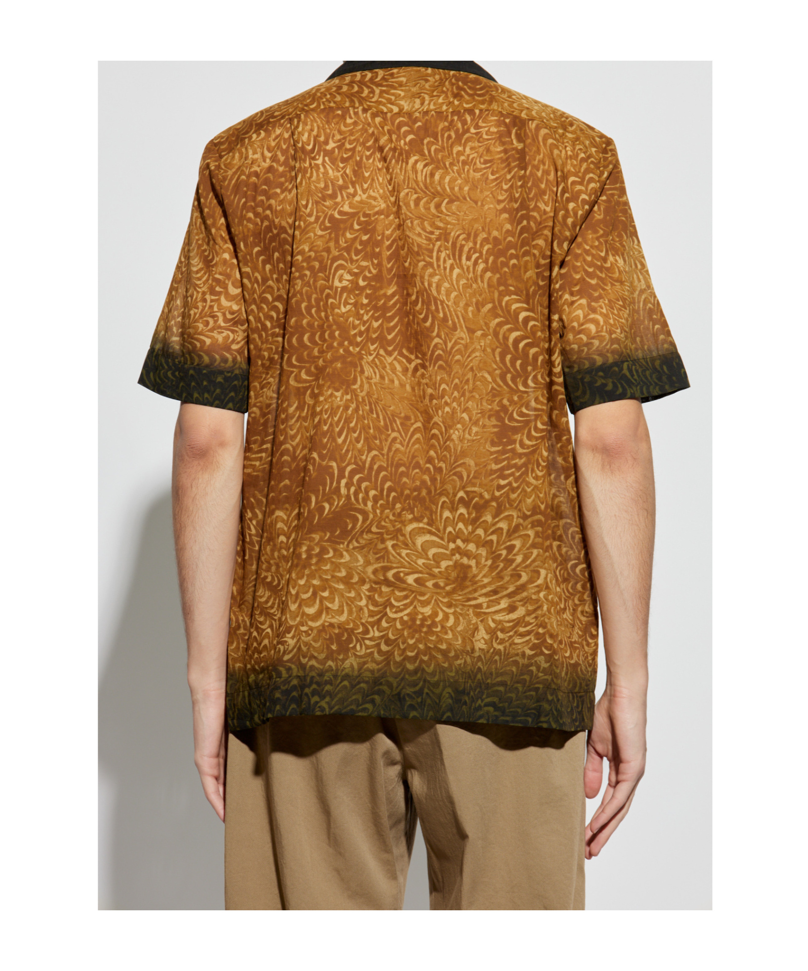 Dries Van Noten Short Sleeve Cotton Shirt In Brown