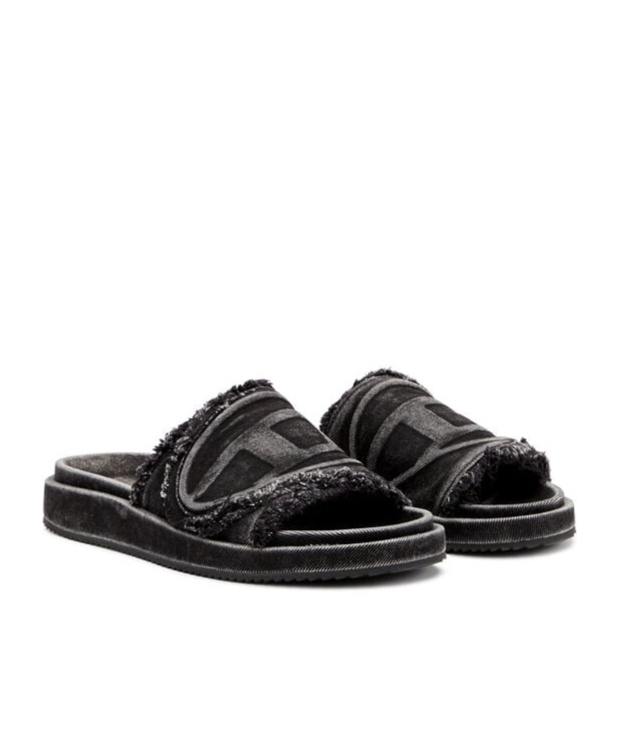 Diesel Black Sa-slide D Oval Sandals In Black