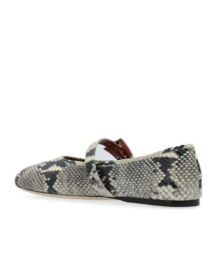 Paris Texas Black & White Sveva Buckle Ballerina Flats In Gray