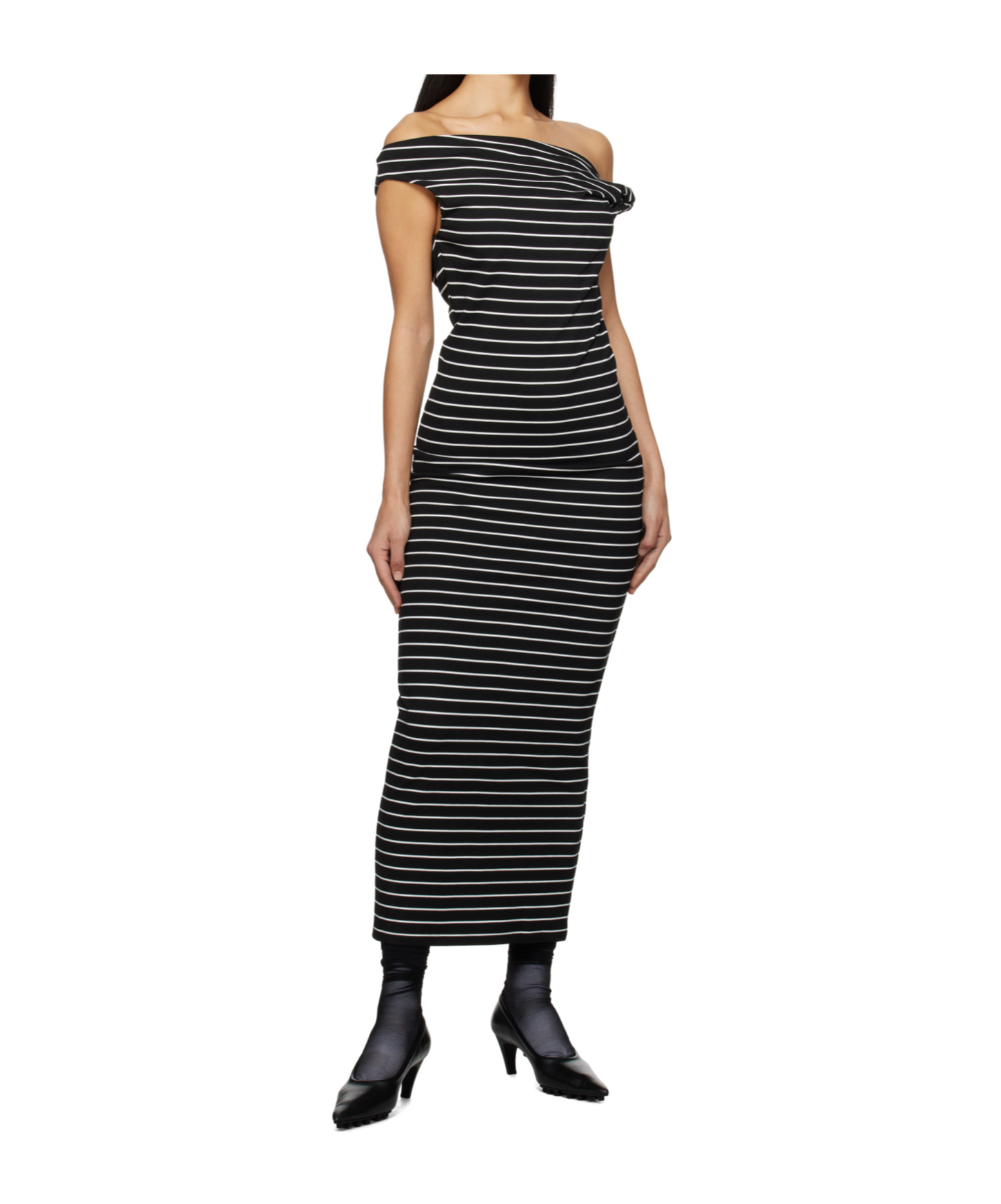 Msgm Dress Knee Length Wide Neck In Black