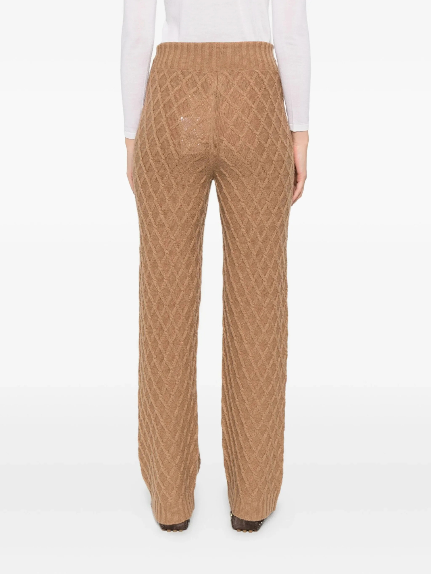 Max Mara Ribbed Casual Pants In Brown