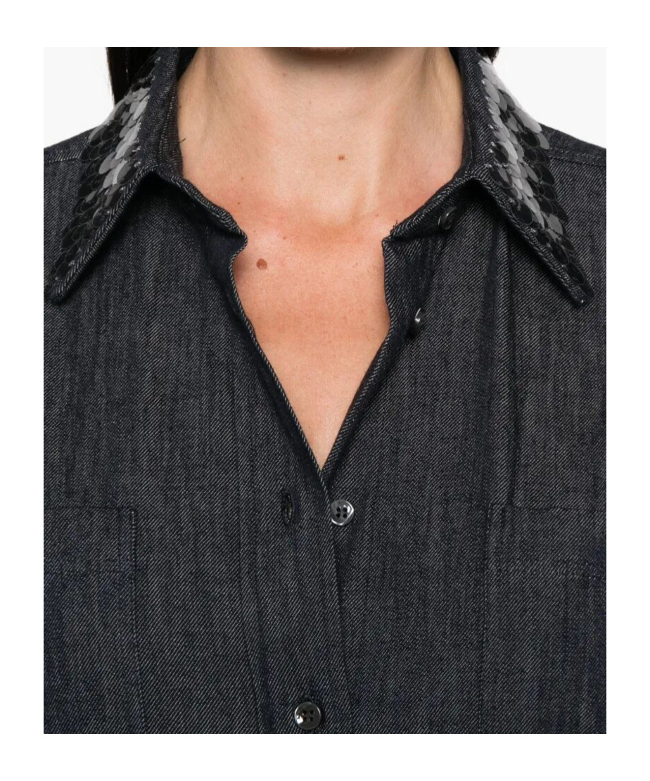 Brunello Cucinelli Sequin-embellished Denim Shirt In Black
