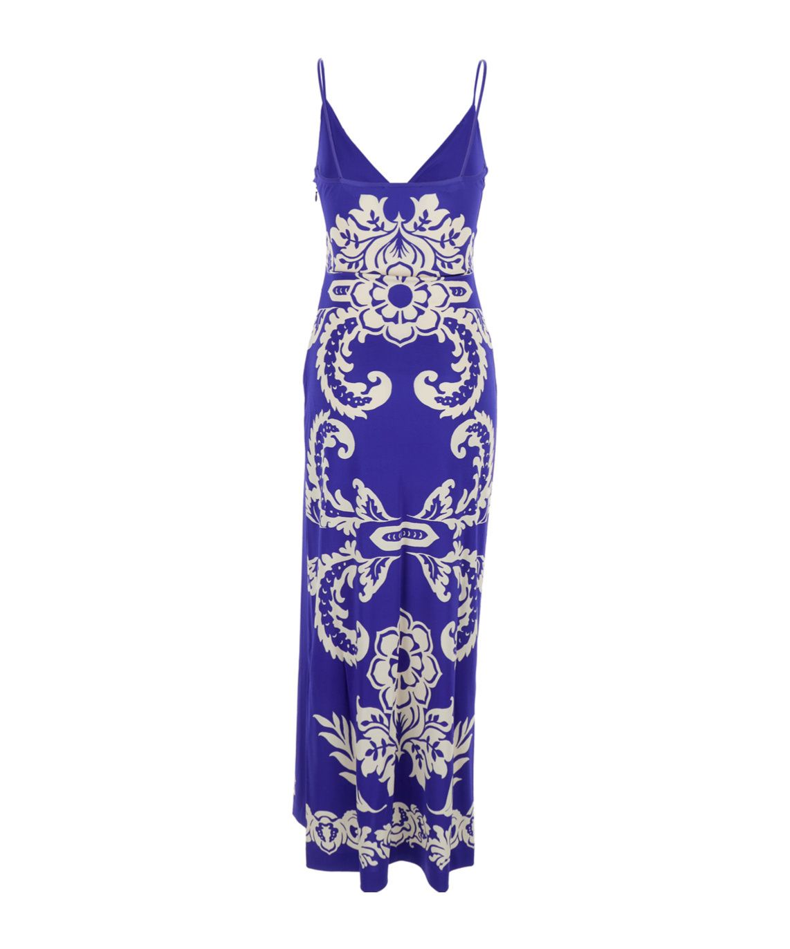 Etro Blue Long Dress With Spaghetti Straps And All-over Print In Multi
