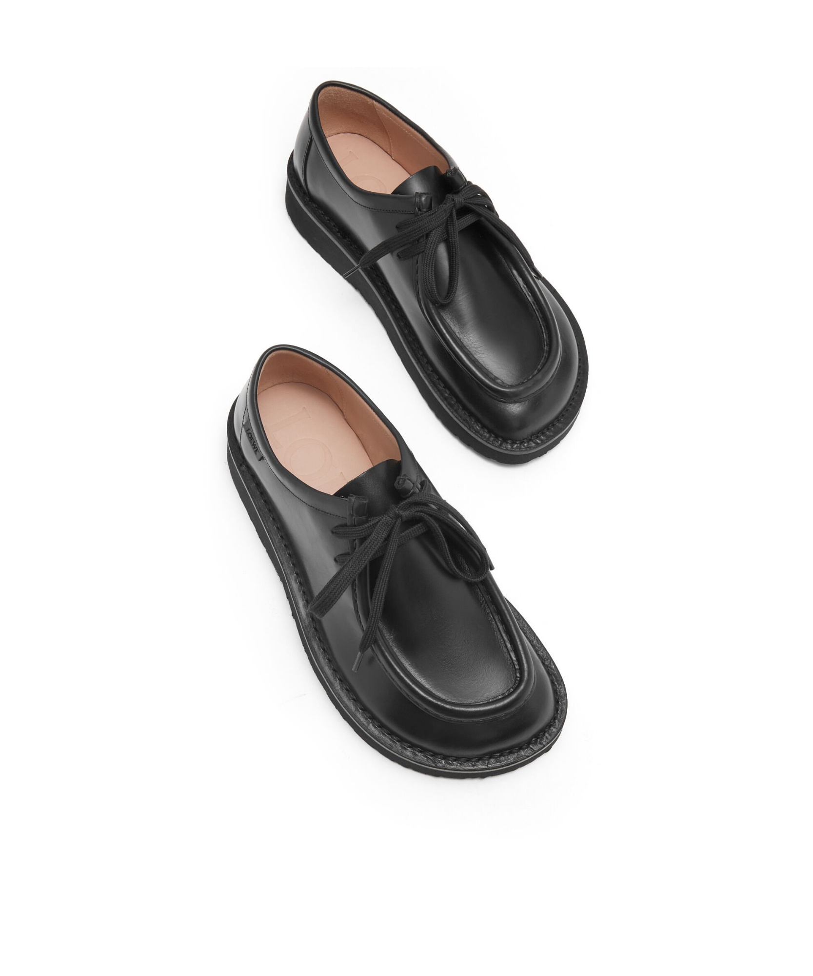 Loewe Faro Lace Up In Pull-up Calfskin In Black